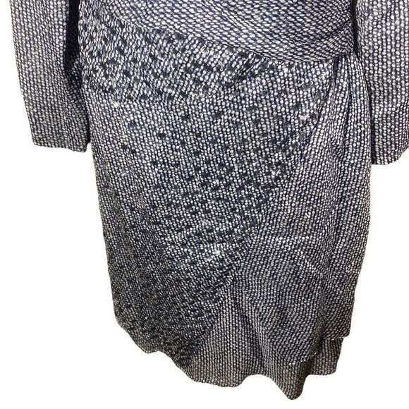 J. Mendel paris blue/white silk wrap drape front sequin dress - Picture 4 of 8